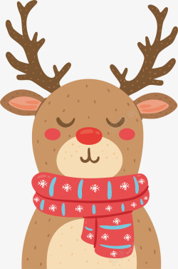 驯鹿背景装饰红色围巾圣诞节驯鹿矢量图高清图片