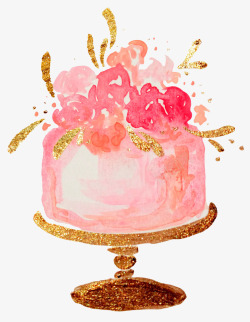 粉色卡通蛋糕卡通手绘精美的蛋糕高清图片