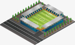 精致绿色3D足球场地矢量图素材