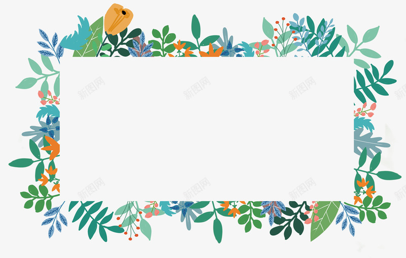 小清新手绘花环边框系列png免抠素材_88icon https://88icon.com 小清新 手绘 方形花环 植物边框 淡雅文艺 简约风