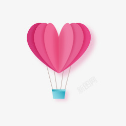 粉色的热气球粉色情人节爱心热气球高清图片