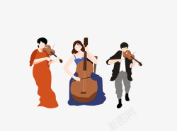 音乐会演奏卡通手绘音乐会演奏拉大提琴高清图片