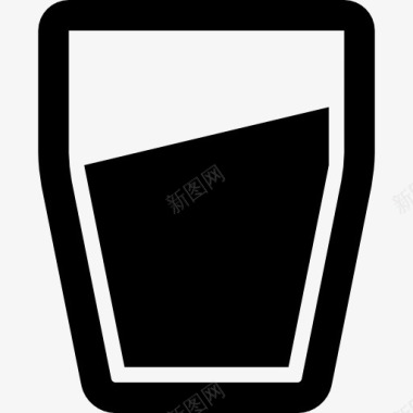 玻璃杯内的液体与黑色图标图标