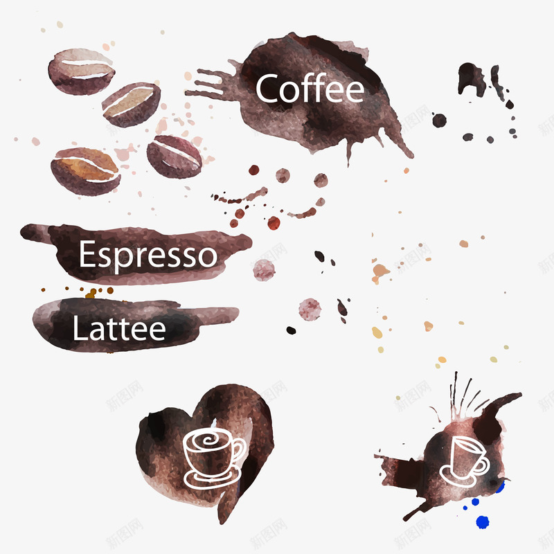 咖啡渍矢量图ai免抠素材_88icon https://88icon.com 可可豆 咖啡 咖啡渍设计 咖啡豆 矢量图