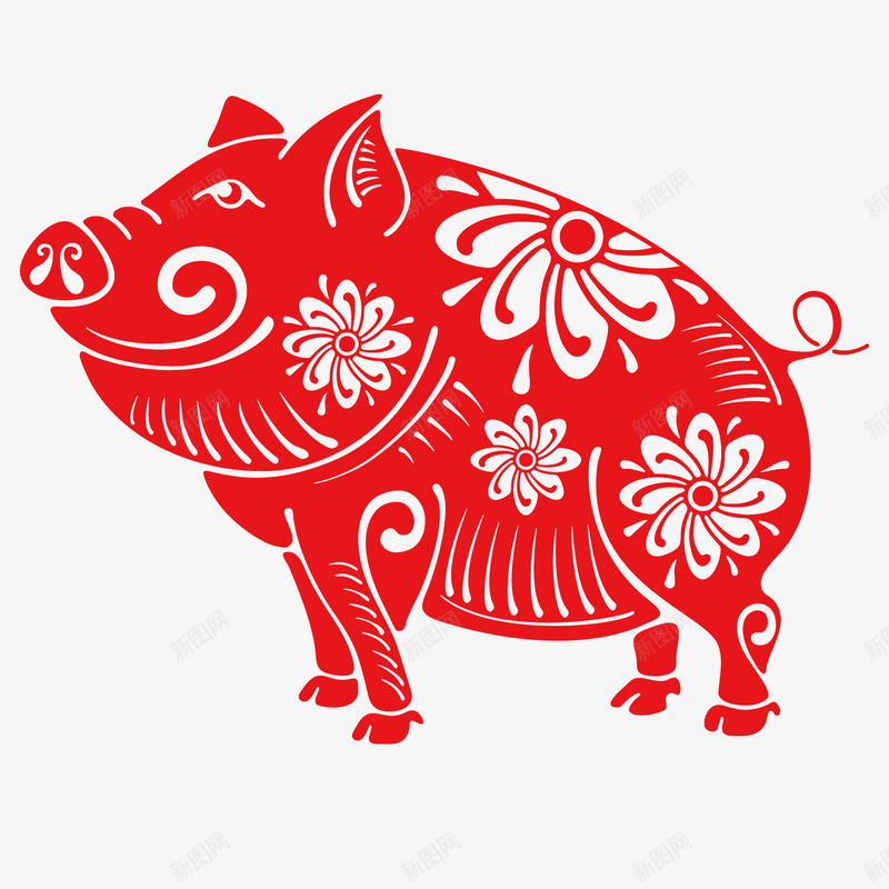 2019猪年红色猪剪纸png免抠素材_88icon https://88icon.com 2019 创意 剪纸 猪剪纸 猪年 猪年年夜饭海报设计 红色 装饰