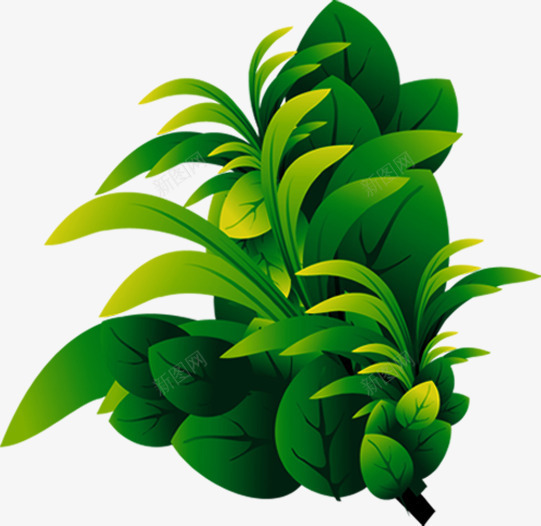 绿色手绘渐变春季植物png免抠素材_88icon https://88icon.com 春季 植物 渐变 绿色