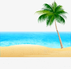 海滩椰子树沙滩海边素材