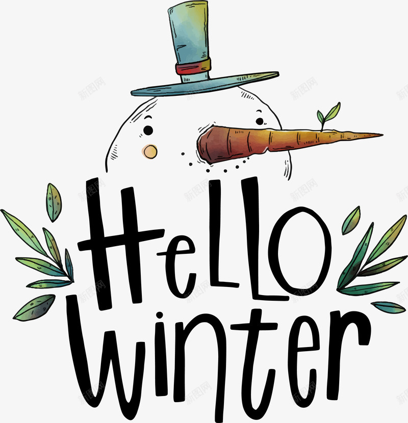 可爱手绘雪人你好冬天艺术字矢量图ai免抠素材_88icon https://88icon.com hellowinter 你好冬天 矢量png 艺术字 英文艺术字 雪人 矢量图