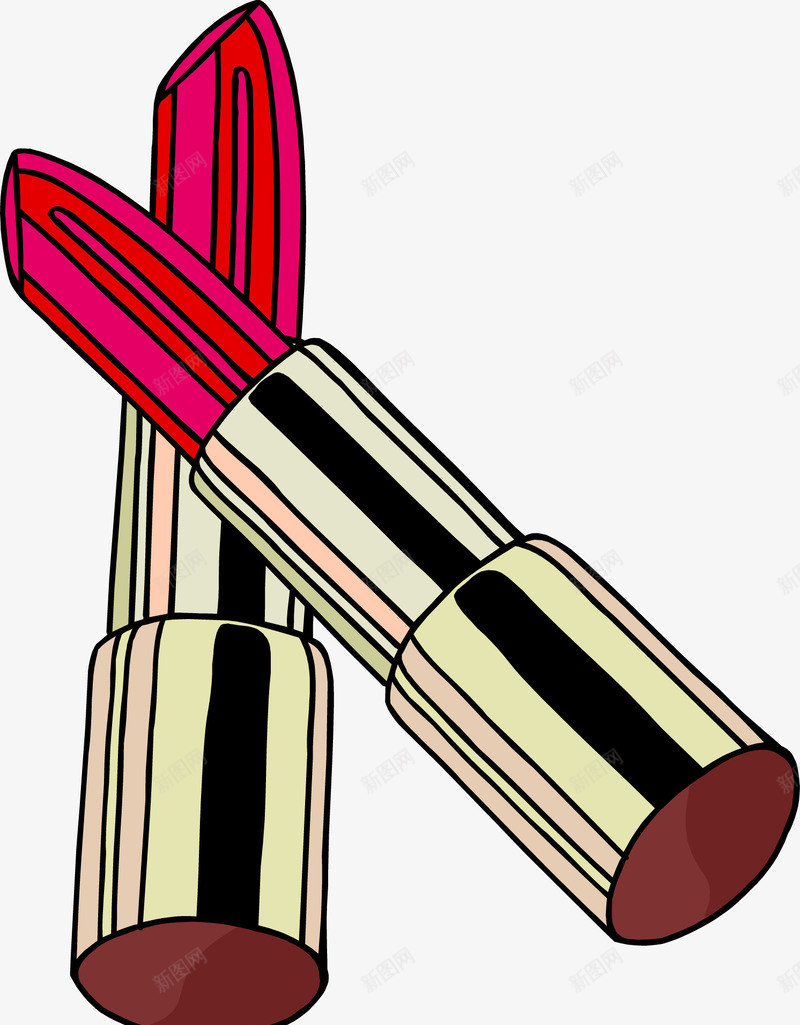 手绘口红矢量图ai免抠素材_88icon https://88icon.com 口红 手绘 美妆 矢量图