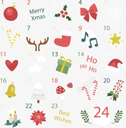 圣诞节倒计时背景可爱圣诞元素日历矢量图高清图片