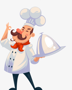 卡通手绘开心的厨师素材