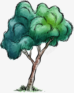 后期树素材创意绿色手绘水彩树元素矢量图高清图片