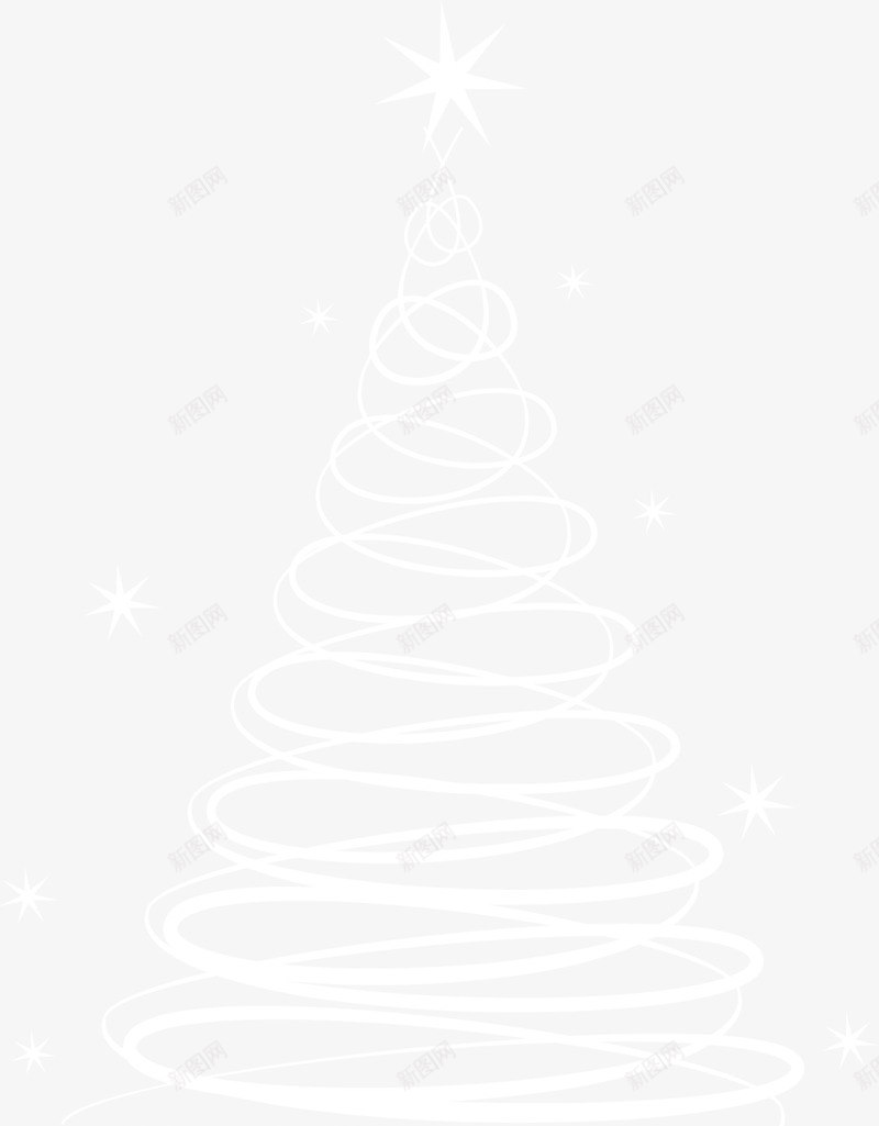 圣诞节白色圣诞树png免抠素材_88icon https://88icon.com 创意圣诞树 圣诞树线条 圣诞节 旋转线条 白色圣诞树 白色星星 闪亮星星