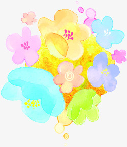 手绘七彩色涂鸦花朵素材