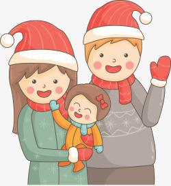 卡通一家人开心过圣诞矢量图素材