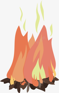 森林篝火手绘卡通篝火插画矢量图高清图片