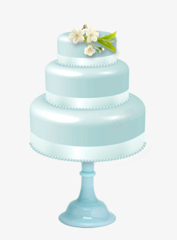淡蓝色结婚三层蛋糕素材