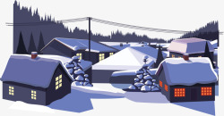 雪景屋子冬日白雪房子矢量图高清图片