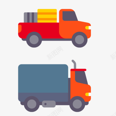 送货卡车卡通扁平风卡车货车图标图标