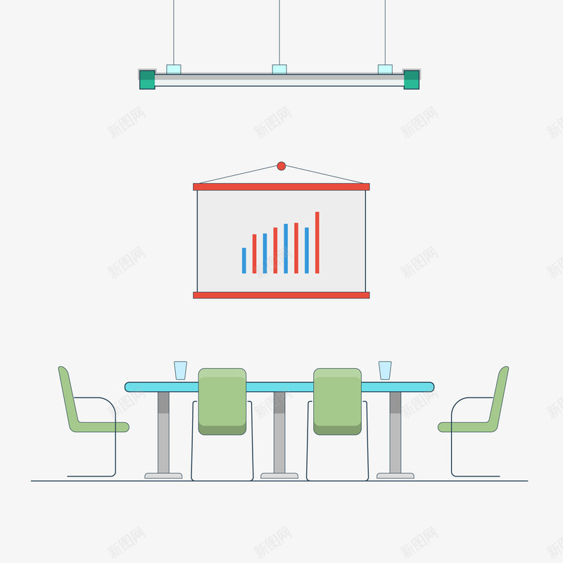 卡通的商务会议室矢量图ai免抠素材_88icon https://88icon.com 会议室 商务 图表 开会 扁平化 数据 矢量图