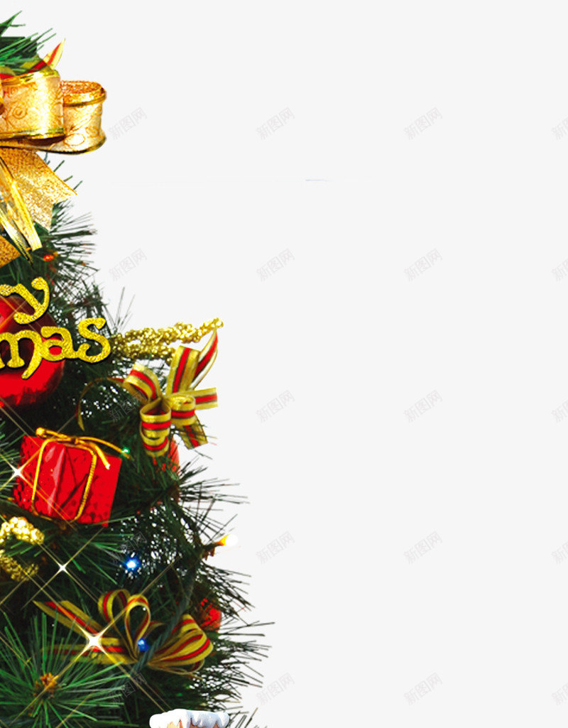 金色圣诞树装饰礼物活动png免抠素材_88icon https://88icon.com 圣诞树 活动 礼物 装饰 金色