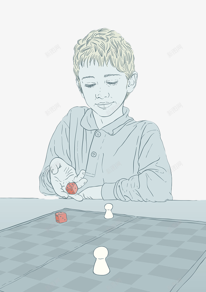 手绘蓝色下棋掷色子png免抠素材_88icon https://88icon.com 下棋卡通 手绘下棋 掷色子 棋子 蓝色手绘 飞行棋