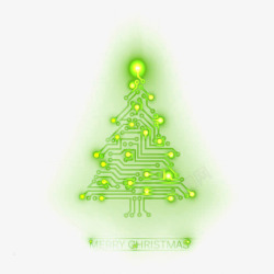 绿色科技芯片圣诞树素材