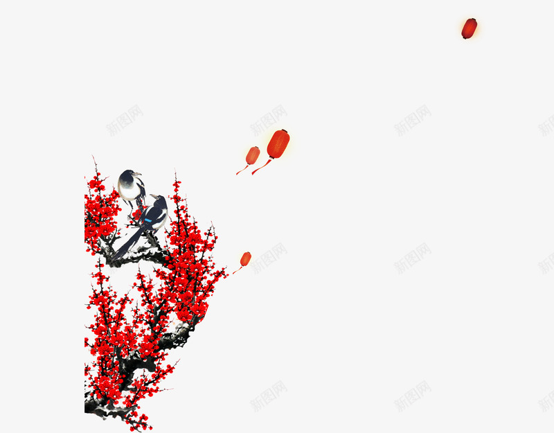 梅花元素png免抠素材_88icon https://88icon.com 七夕元素 古典 梅花 红色