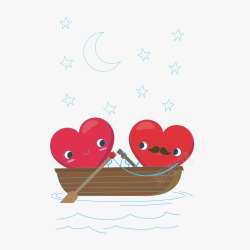 浪漫划船的爱心矢量图素材