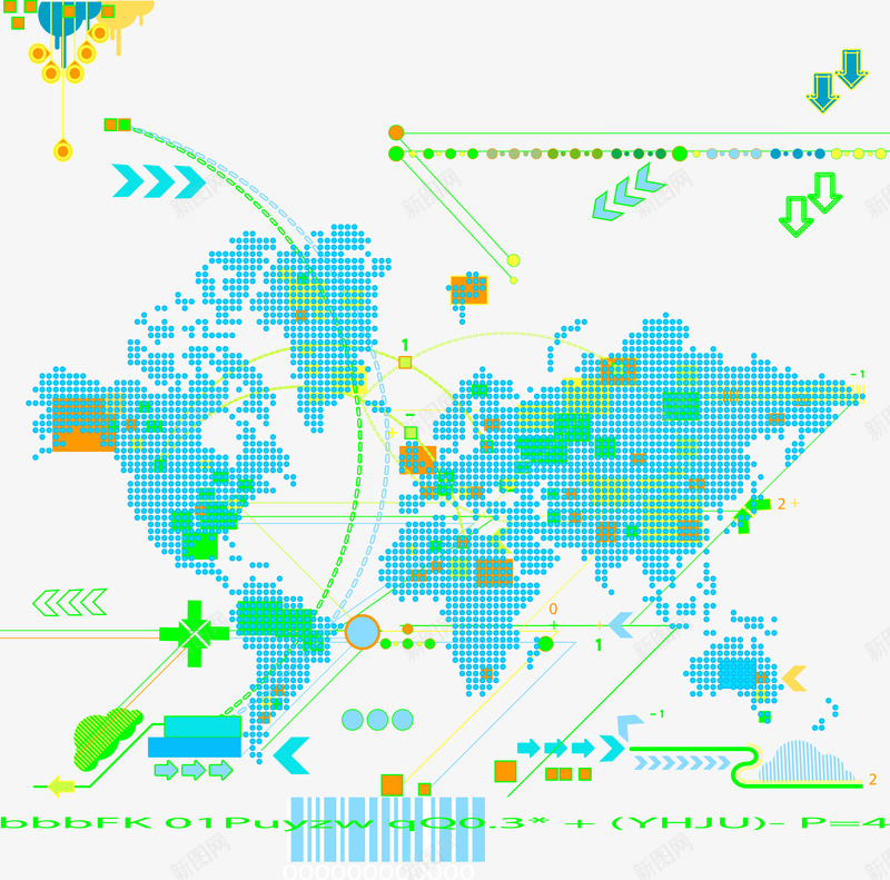 马赛克渐变路线科技感地图矢量图eps免抠素材_88icon https://88icon.com 地图 科技 科技感地图 线条 矢量图