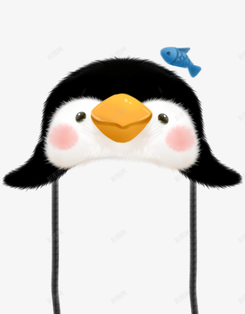 卡通手绘企鹅帽子png免抠素材_88icon https://88icon.com 企鹅帽子 冬天 创意 卡通手绘 可爱 帽子 毛球