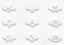 云存储立体插画白色3D立体云端技术商务图标高清图片