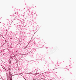 手绘粉色桃花树素材