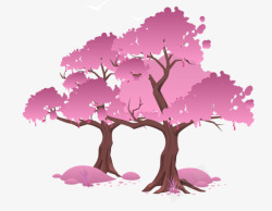 卡通的手绘樱花树素材