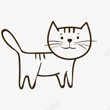 简笔画卡通创意手绘猫咪矢量图图标图标