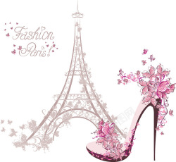 浪漫巴黎铁塔高跟鞋唯美系列素材