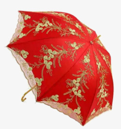 长柄大红刺绣婚庆新娘伞结婚伞素材