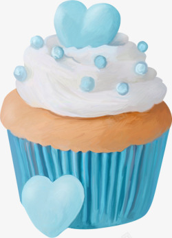 蓝色纸杯手绘蓝色蛋糕高清图片