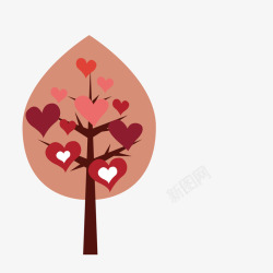红色爱心装饰树木矢量图素材