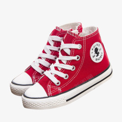 儿童帆布鞋红色时尚休闲鞋子高清图片