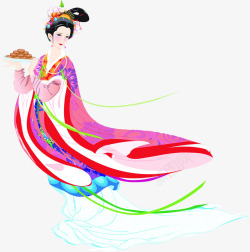 手绘中国风中秋节美女素材