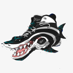 美式海报鲨鱼篮球鞋高清图片