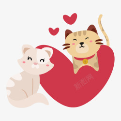 情人节可爱猫咪装饰矢量图素材