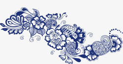 中国风青花瓷花纹素材