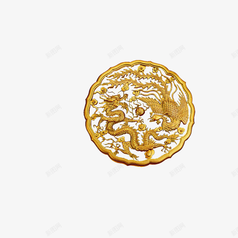 龙凤呈祥png免抠素材_88icon https://88icon.com 浮雕 金色 龙凤呈祥