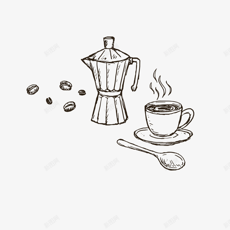 素描咖啡杯咖啡器具png免抠素材_88icon https://88icon.com 咖啡 咖啡勺 咖啡器具 咖啡杯 咖啡豆 手绘 摩卡壶 简笔咖啡豆 素描 线条 黑色 黑色线条