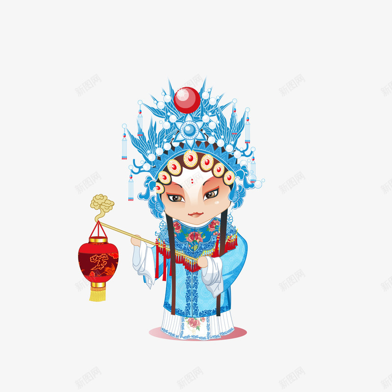 蓝色国风卡通装饰png免抠素材_88icon https://88icon.com 中国风 京剧 人物 卡通 古代 戏曲 花旦 青衣