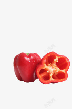 切开一半的红辣椒红色红辣椒蔬菜切开的辣椒高清图片