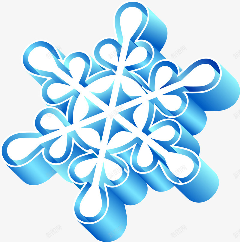 蓝色立体雪花png免抠素材_88icon https://88icon.com winter 冬天 冬季 寒冬 落雪 蓝色雪花 雪花片 飘雪