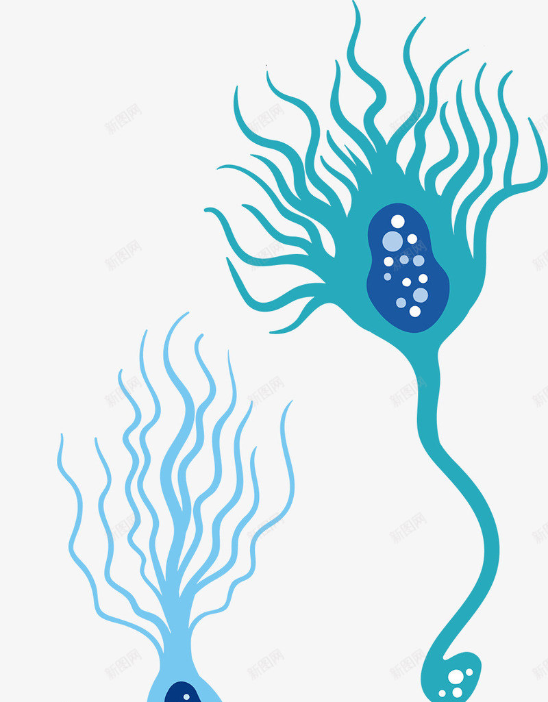 蓝色可爱神经细胞png免抠素材_88icon https://88icon.com 人体 医学细胞 可爱 生物 研究
